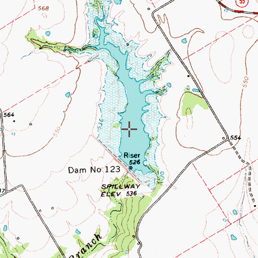 Topographic Map of Soil Conservation Service Site 123 Reservoir, TX