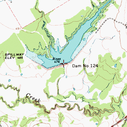 Topographic Map of Soil Conservation Service Site 124 Dam, TX