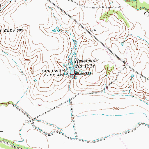 Topographic Map of Soil Conservation Service Site 121e Dam, TX