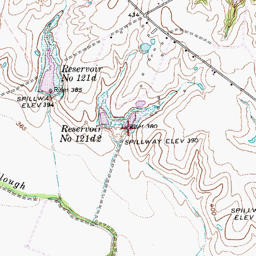 Topographic Map of Soil Conservation Service Site 121d2 Dam, TX