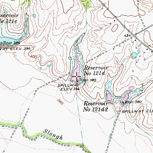 Topographic Map of Soil Conservation Service Site 121d1 Reservoir, TX