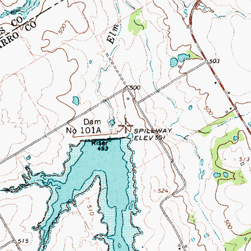 Topographic Map of Soil Conservation Service Site 101a Reservoir, TX