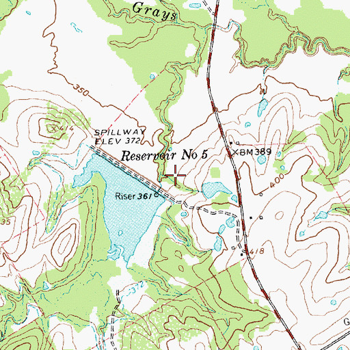 Topographic Map of Soil Conservation Service Site 5 Reservoir, TX