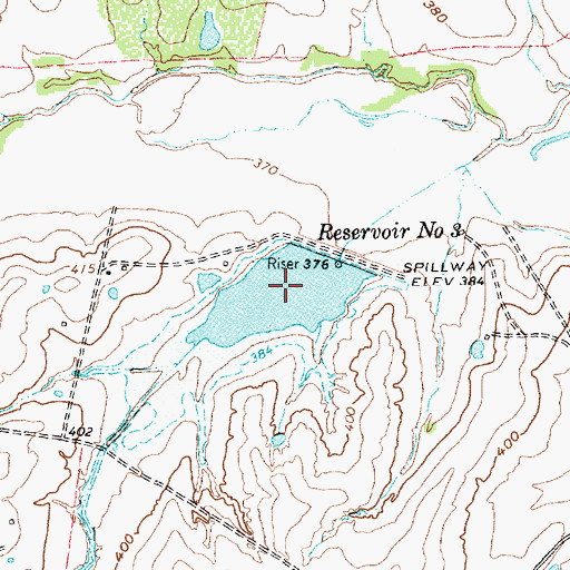 Topographic Map of Reservoir Number Three, TX