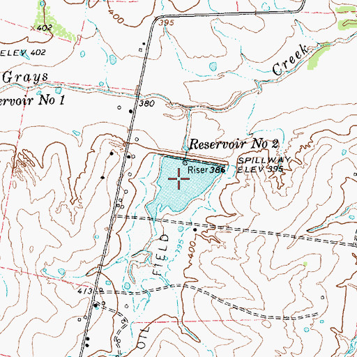 Topographic Map of Reservoir Number Two, TX