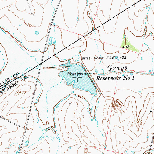 Topographic Map of Reservoir Number One, TX