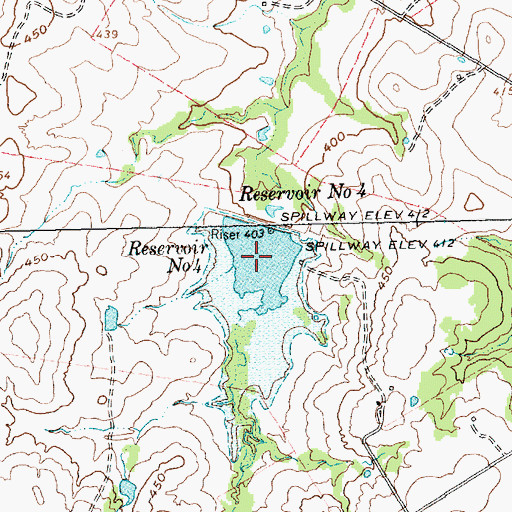 Topographic Map of Reservoir Number Four, TX