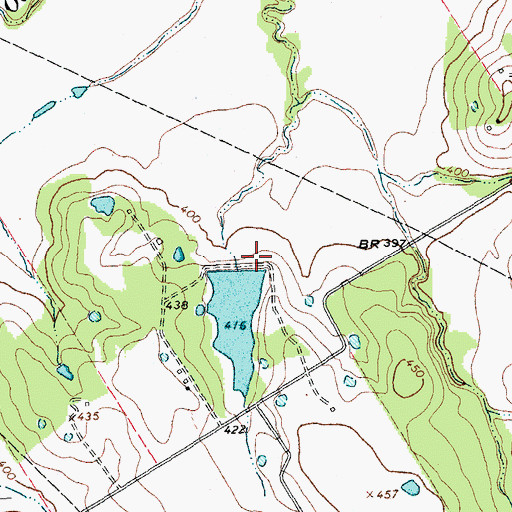 Topographic Map of Butler Lake Dam, TX