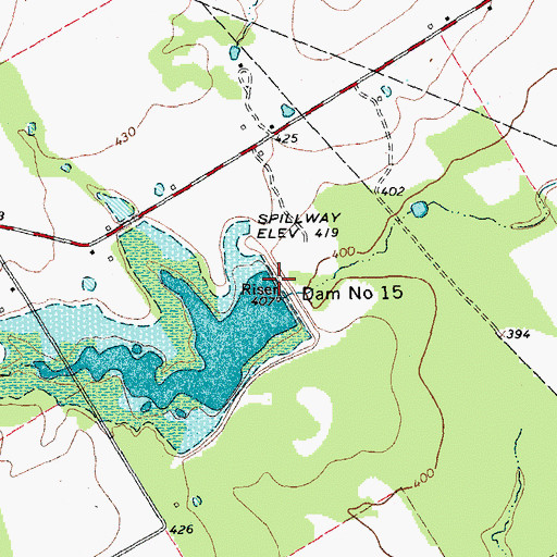 Topographic Map of Soil Conservation Service Site 15 Dam, TX