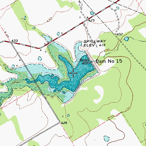 Topographic Map of Soil Conservation Service Site 15 Reservoir, TX
