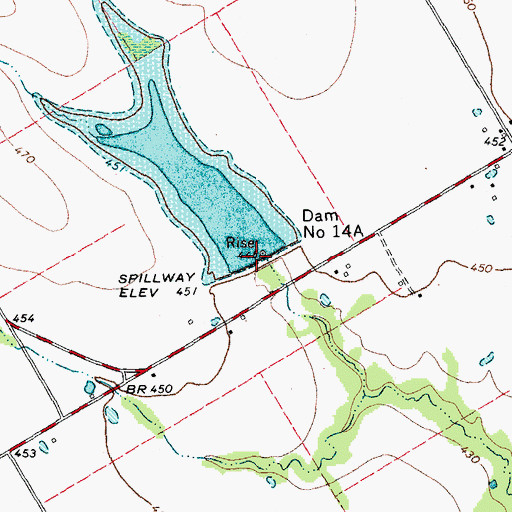 Topographic Map of Soil Conservation Service Site 14a Dam, TX