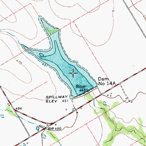Topographic Map of Soil Conservation Service Site 14a Reservoir, TX