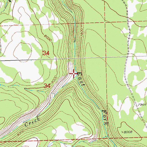 Topographic Map of Cottonwood Creek, CO