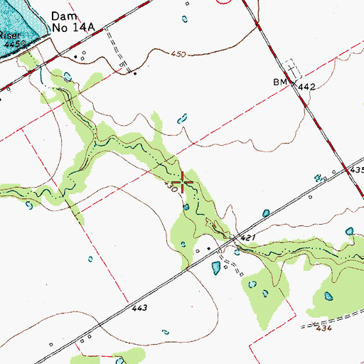 Topographic Map of Soil Conservation Service Site 14 Reservoir, TX