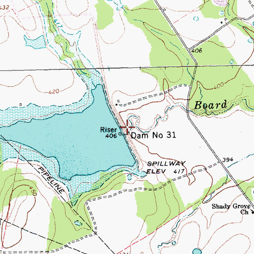 Topographic Map of Soil Conservation Service Site 31 Reservoir, TX