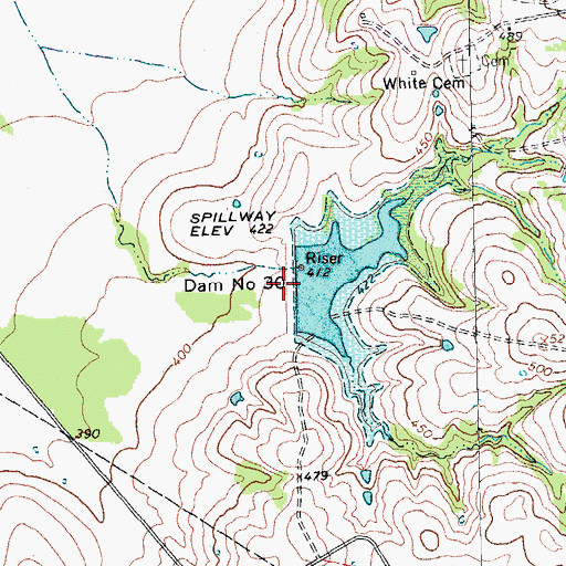 Topographic Map of Soil Conservation Service Site 30 Dam, TX