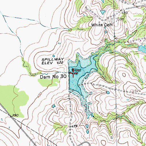 Topographic Map of Soil Conservation Service Site 30 Reservoir, TX