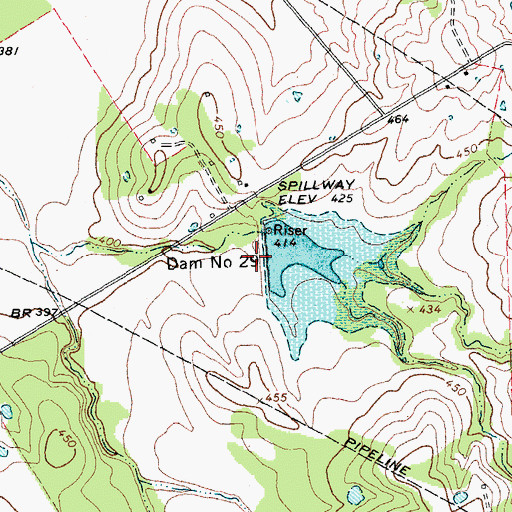 Topographic Map of Soil Conservation Service Site 29 Dam, TX