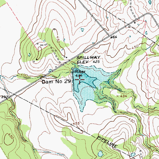 Topographic Map of Soil Conservation Service Site 29 Reservoir, TX