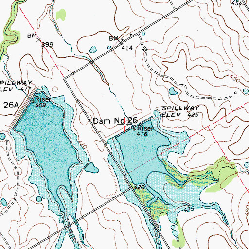 Topographic Map of Soil Conservation Service Site 26 Dam, TX