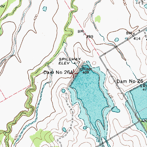 Topographic Map of Soil Conservation Service Site 26a Dam, TX
