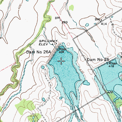 Topographic Map of Soil Conservation Service Site 26a Reservoir, TX