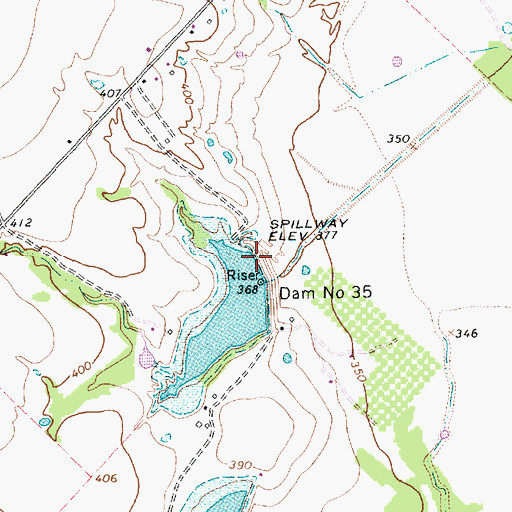 Topographic Map of Soil Conservation Service Site 35 Dam, TX