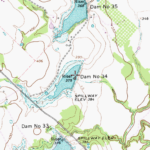Topographic Map of Soil Conservation Service Site 34 Dam, TX