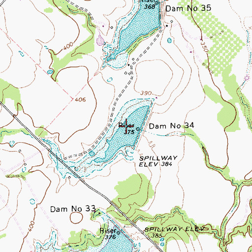 Topographic Map of Soil Conservation Service Site 34 Reservoir, TX