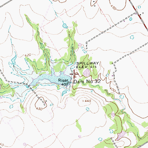 Topographic Map of Soil Conservation Service Site 32 Reservoir, TX
