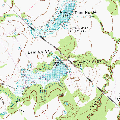 Topographic Map of Soil Conservation Service Site 33 Dam, TX