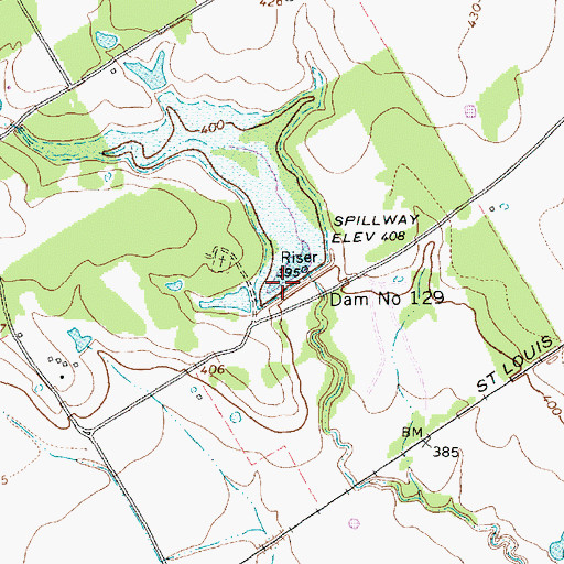 Topographic Map of Soil Conservation Service Site 129 Dam, TX