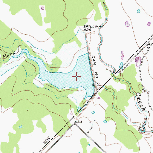 Topographic Map of Soil Conservation Service Site 2 Reservoir, TX