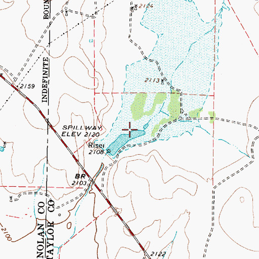 Topographic Map of Soil Conservation Service Site 3 Reservoir, TX