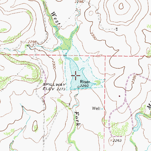 Topographic Map of Soil Conservation Service Site 10 Reservoir, TX