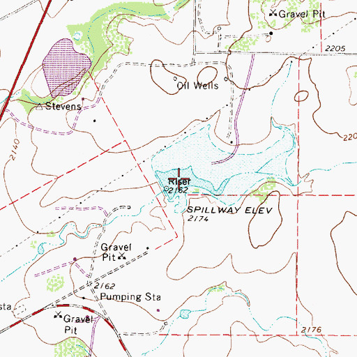 Topographic Map of Soil Conservation Service Site 14 Reservoir, TX