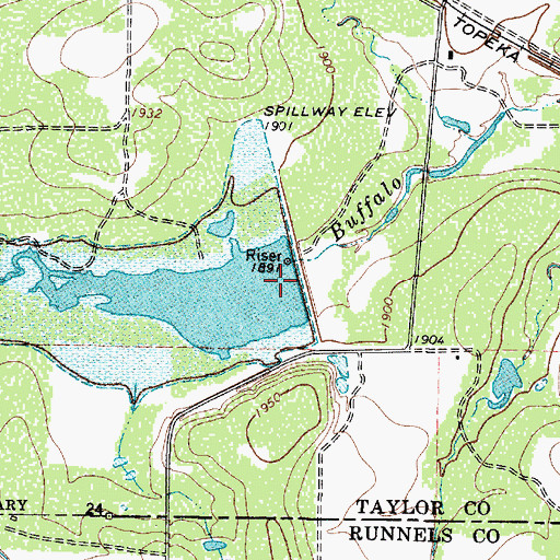 Topographic Map of Soil Conservation Service Site 19 Dam, TX