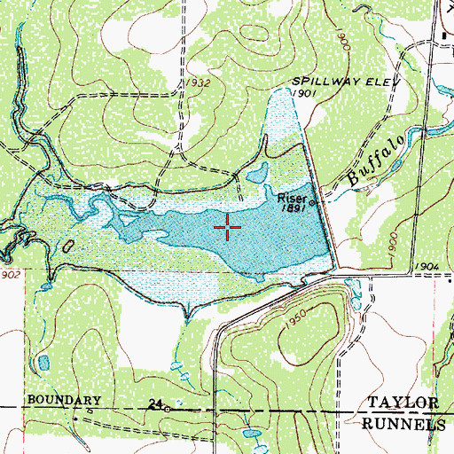 Topographic Map of Soil Conservation Service Site 19 Reservoir, TX