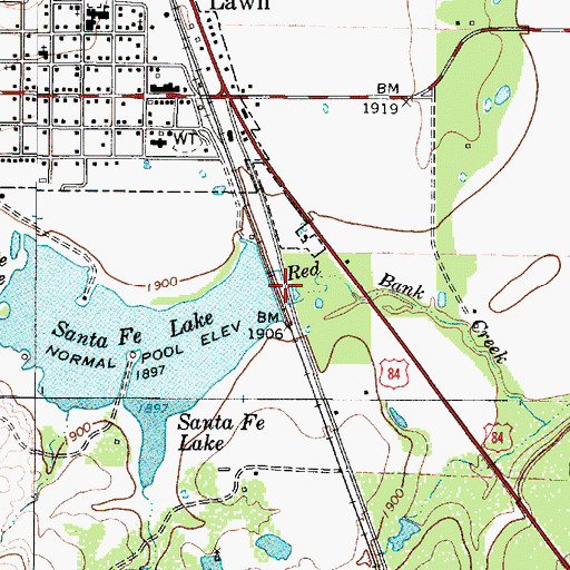 Topographic Map of Lake Lawn, TX