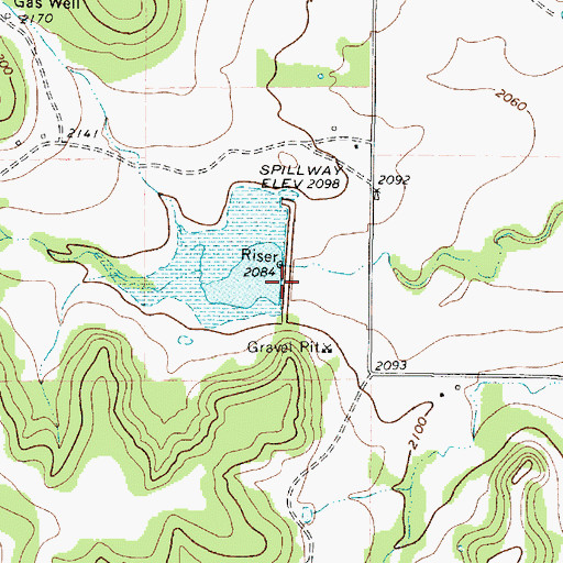 Topographic Map of Soil Conservation Service Site 3 Dam, TX