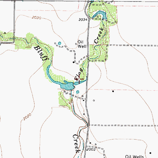 Topographic Map of Bluff Creek Reservoir, TX