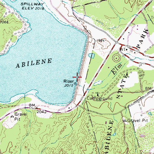 Topographic Map of Lake Abilene Dam, TX