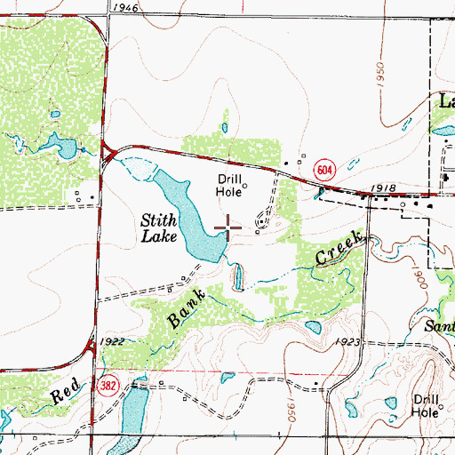 Topographic Map of Lake Stith Dam, TX