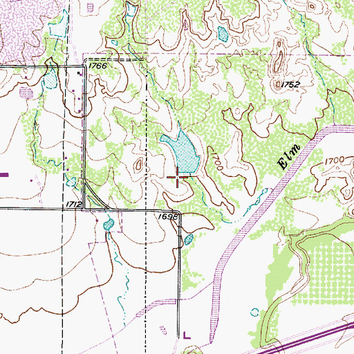 Topographic Map of Truitt Davis Lake Dam, TX