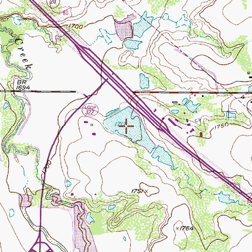 Topographic Map of R J Griffith Lake, TX