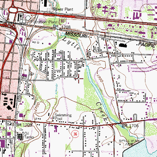 Topographic Map of Cameron Dam, TX