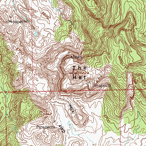 Topographic Map of The Hat, CO