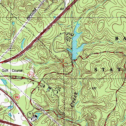 Topographic Map of Bastrop State Park Dam, TX