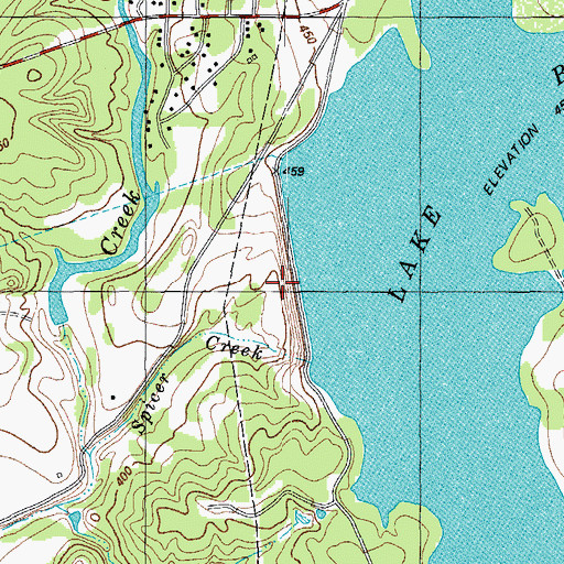 Topographic Map of Lake Bastrop Dam, TX