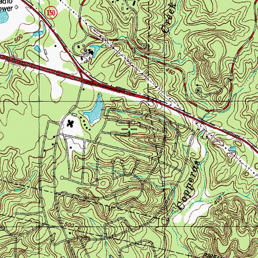 Topographic Map of Tahitian Village Lake, TX